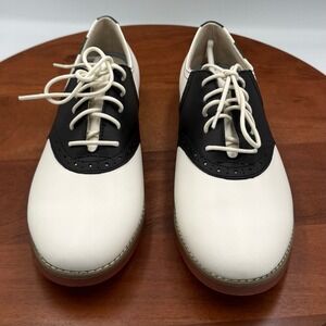Eastland Sadie Leather Saddle Oxford Shoes Black White 3331-13W Womens 8.5 Wide
